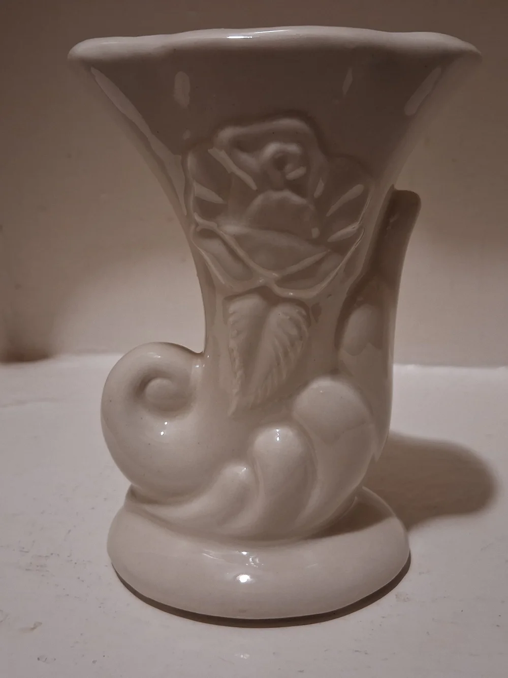 Vintage USA Pottery Cornucopia Bud Vase